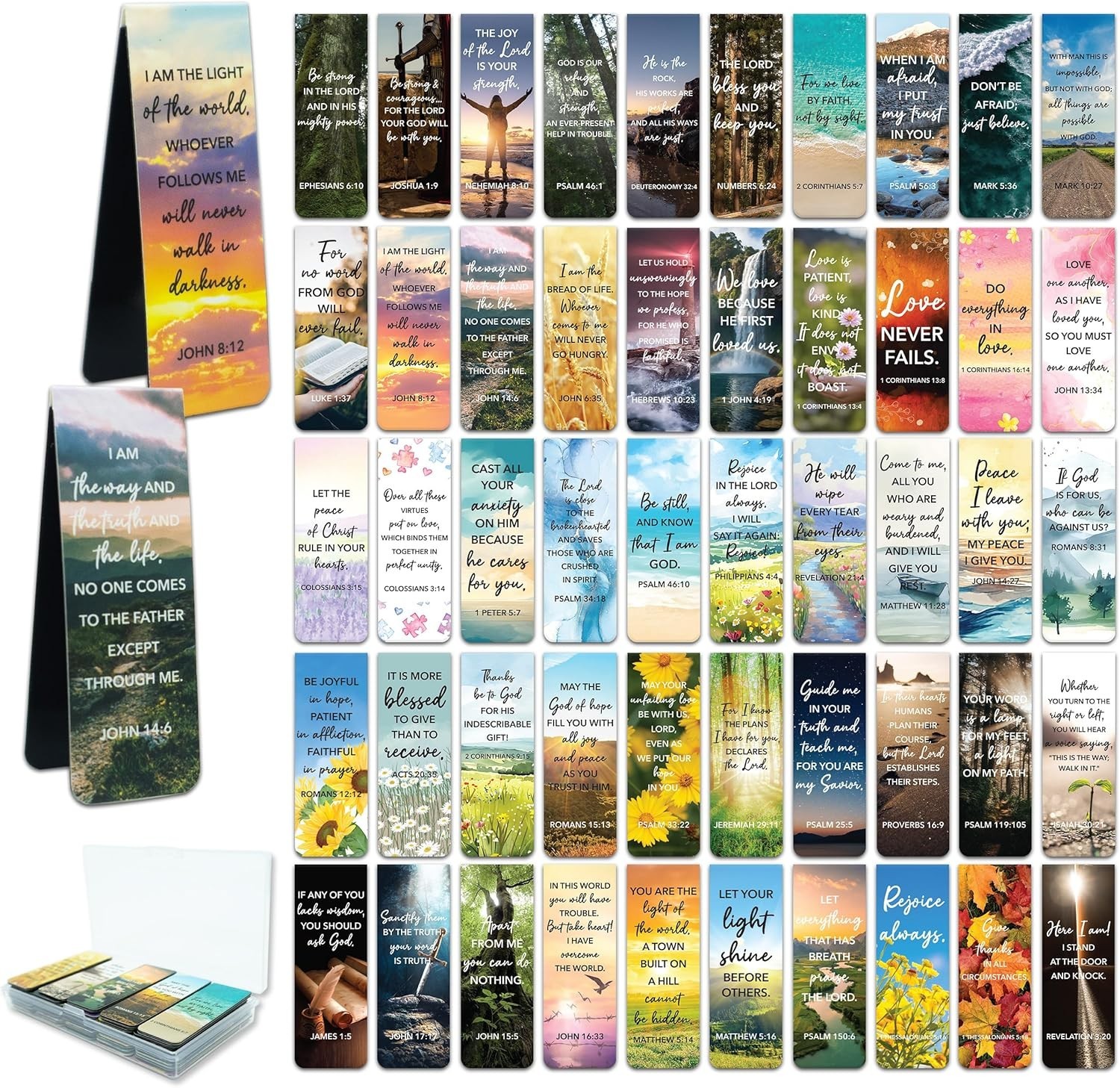 Decorably 50 Pack 0.8×2.3in Bible Religious Magnetic Bookmarks, Unique Motivatio