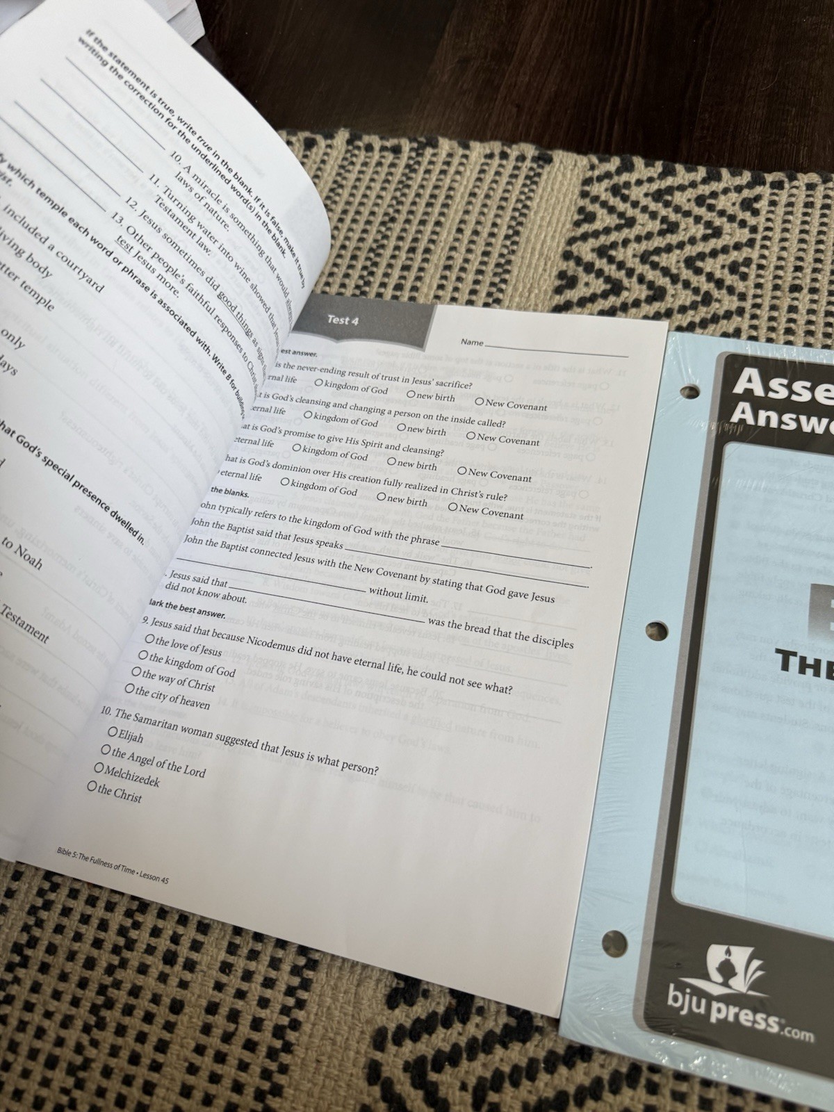 BJU Press Bible 5 The Fullness Of Time Assessments & Answer Key 1st Edition