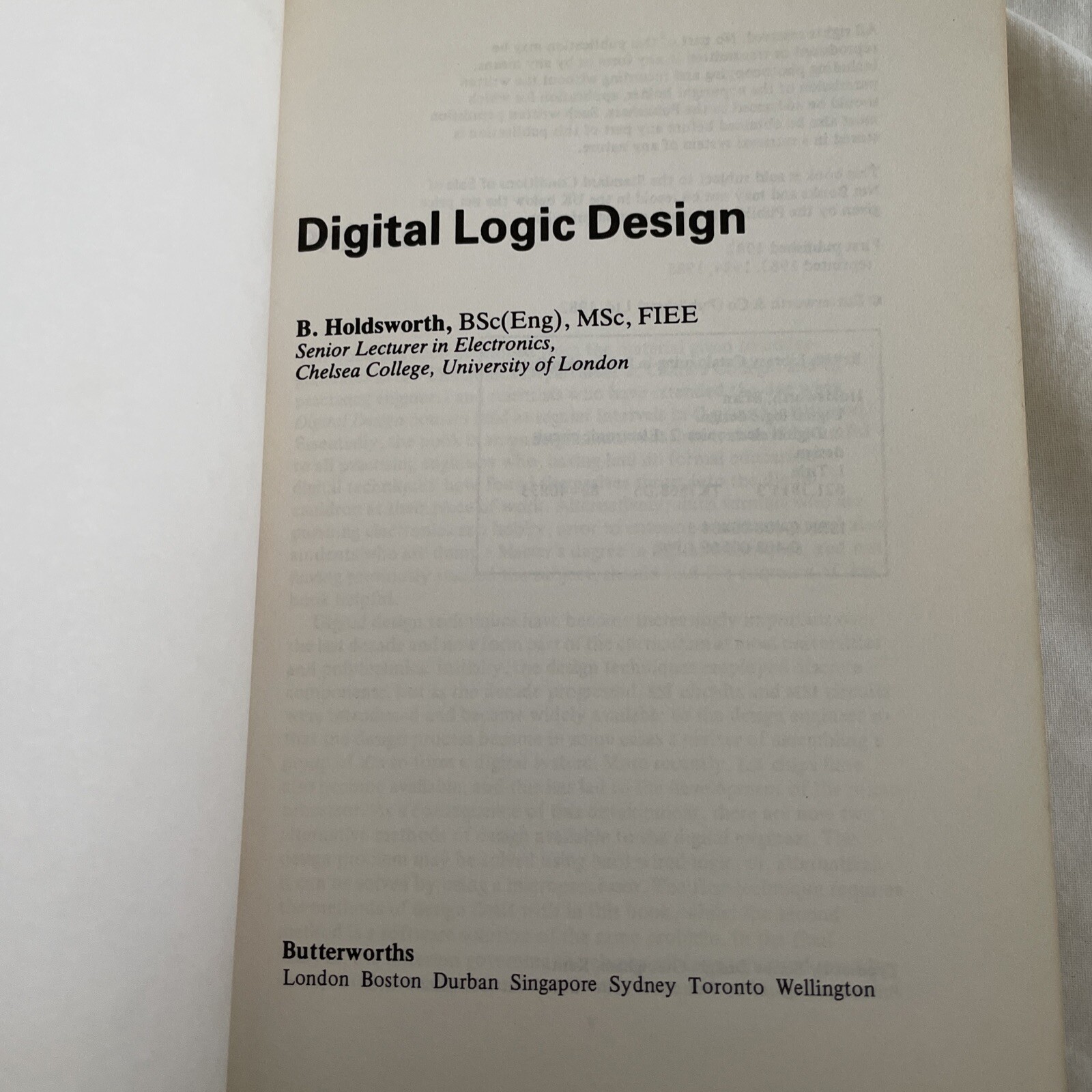 Digital Logic Design B Holdsworth 1985 Electronics Book SHD2