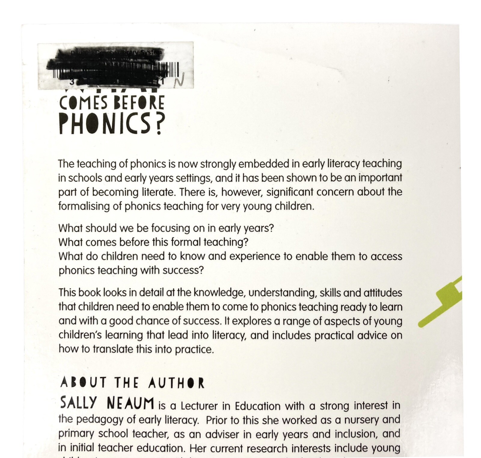 What Comes Before Phonics? 2017 Neaum, Sally, Book, Very Good Used