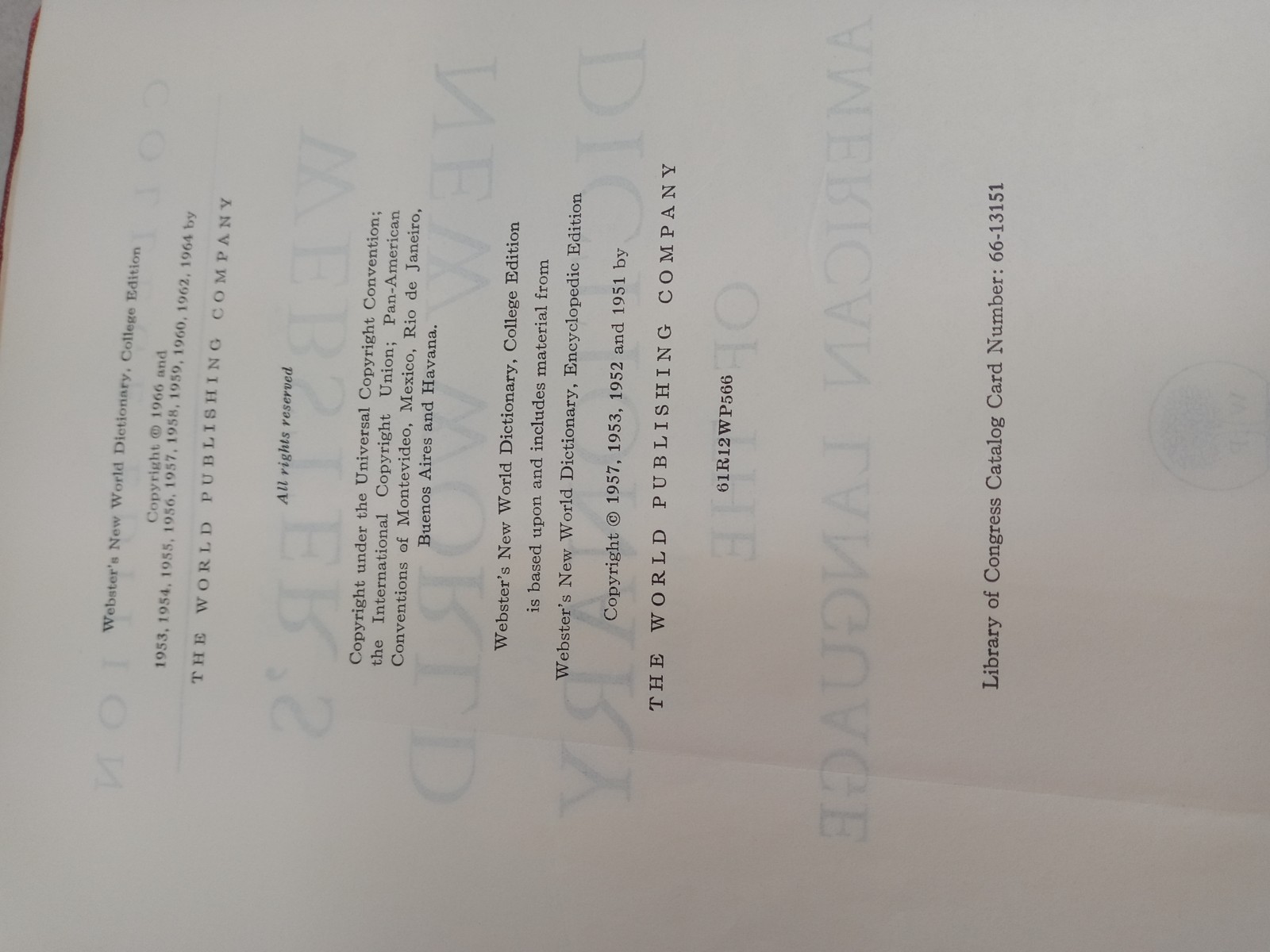 Webster’s New World Dictionary of the American Language Vintage College Edition