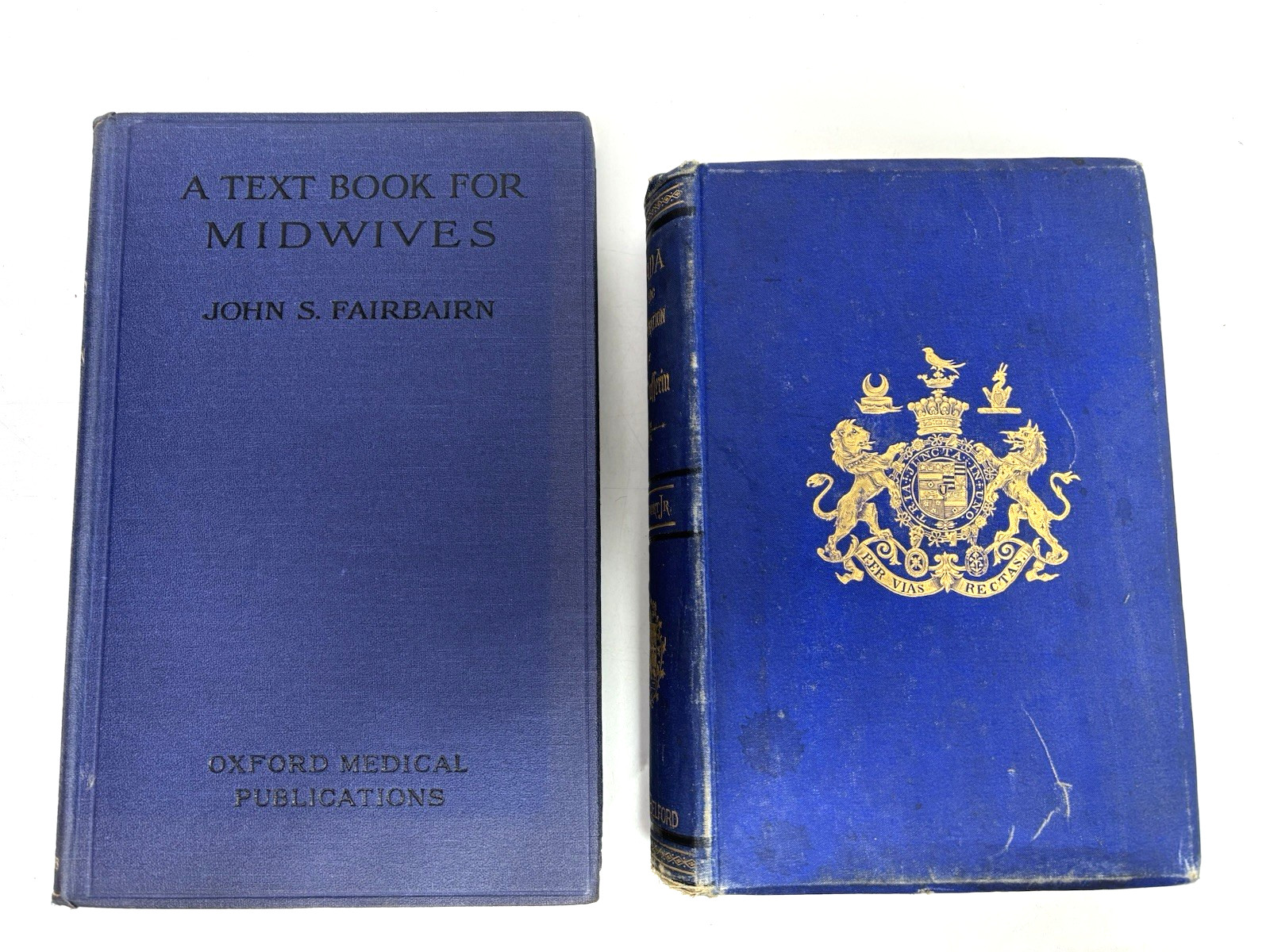 Decorative Collection of Old Blue Books. 17cm Shelf Space.