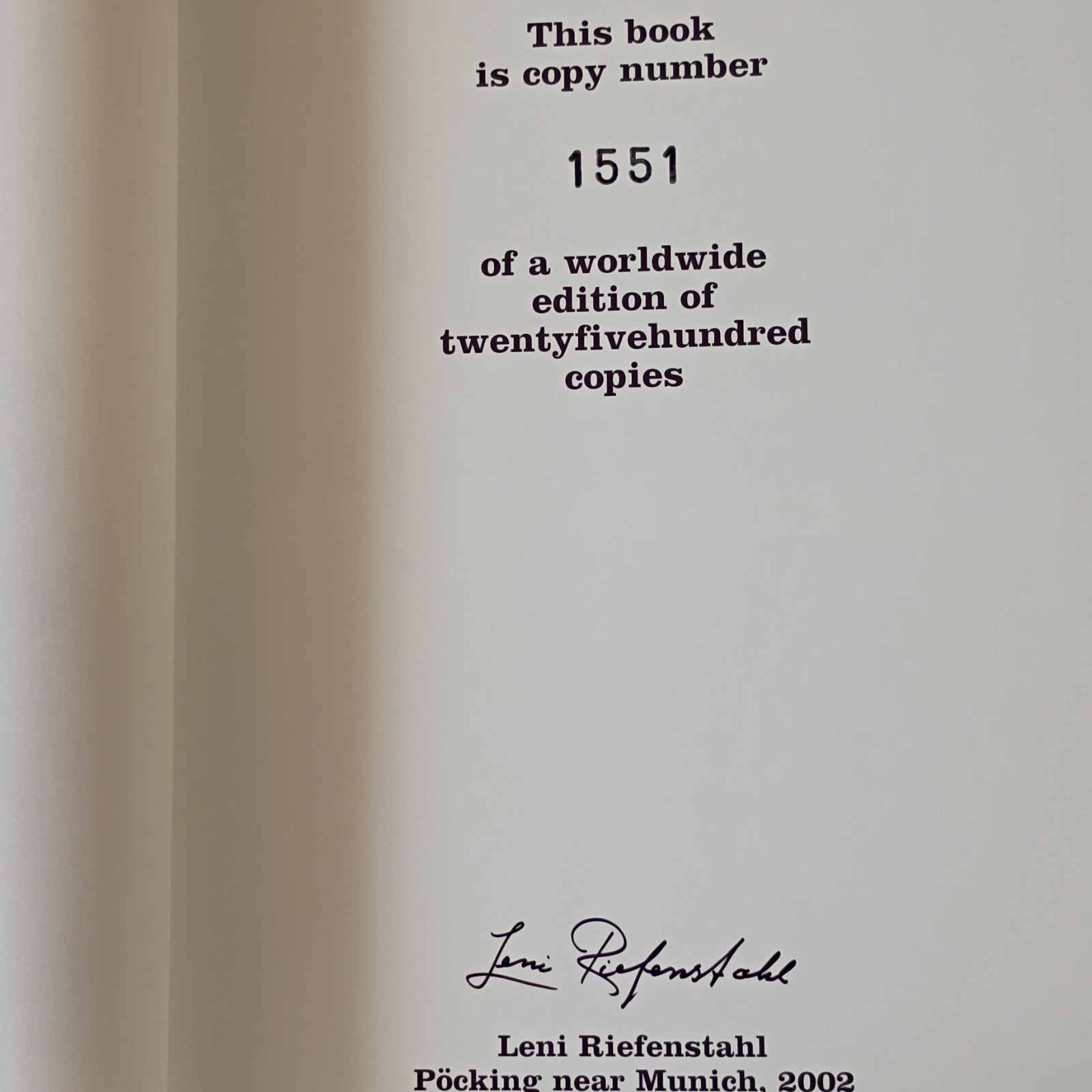 TASCHEN Africa by Leni Riefenstahl Hardcover Illustrated Signed Limited Ed