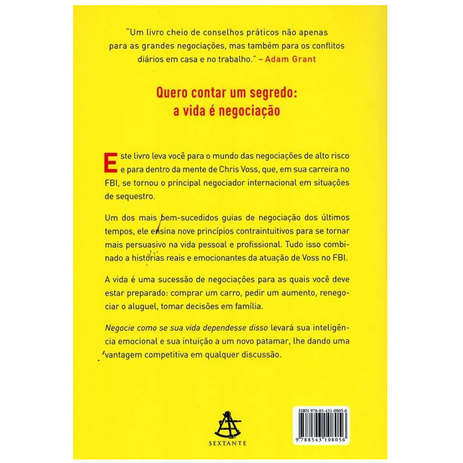 Livro: Negocie Como se sua Vida Dependesse Disso – Chris Voss e Tahl Raz