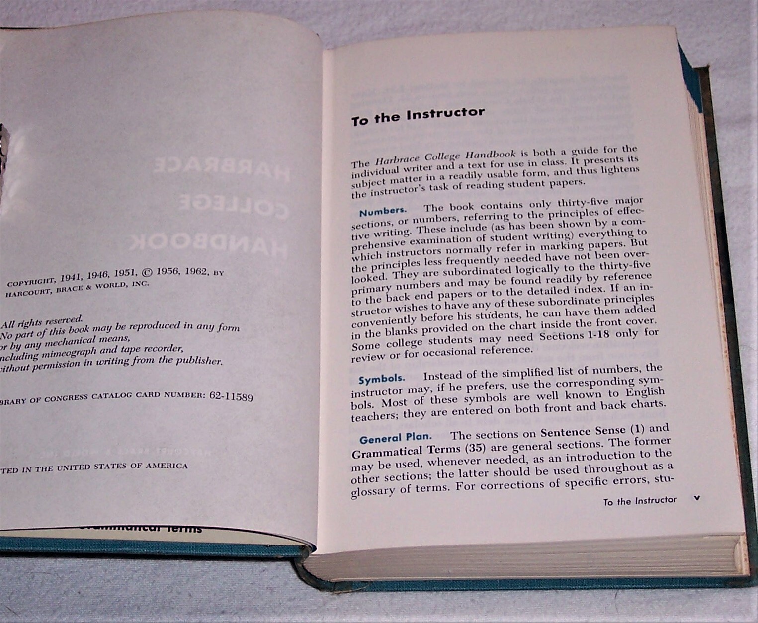 Vtg. Harbrace College Handbook 5th Edition Vintage 1962 John Hodges Mary Whitten