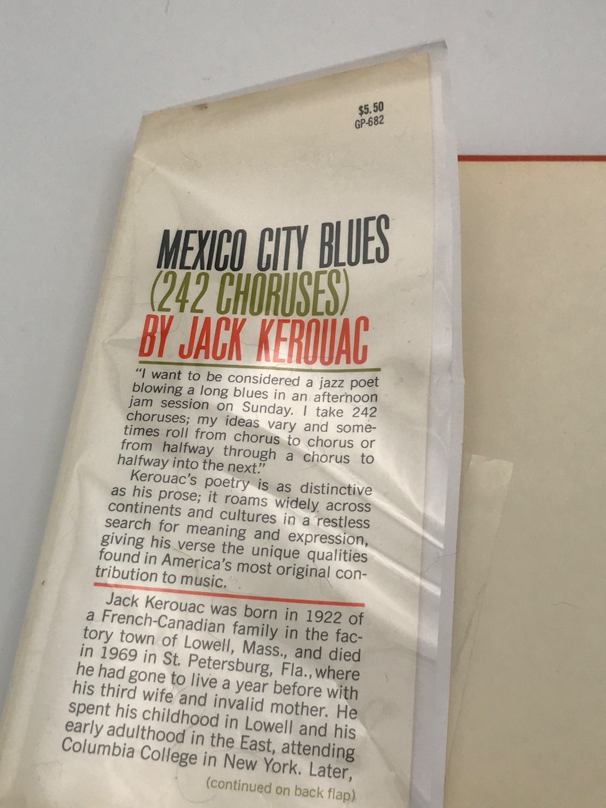 Jack Kerouac / MEXICO CITY BLUES (242 Choruses) 1st Edition, 3rd Printing (1970)