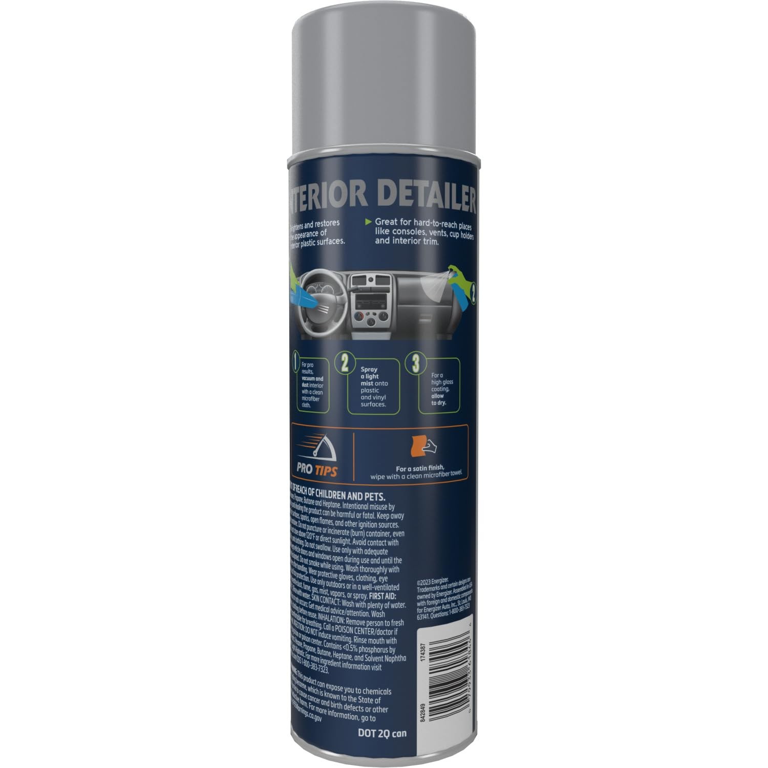 Car Interior Detailer, One Step Detailer Spray for Cars, Trucks, 12 Oz