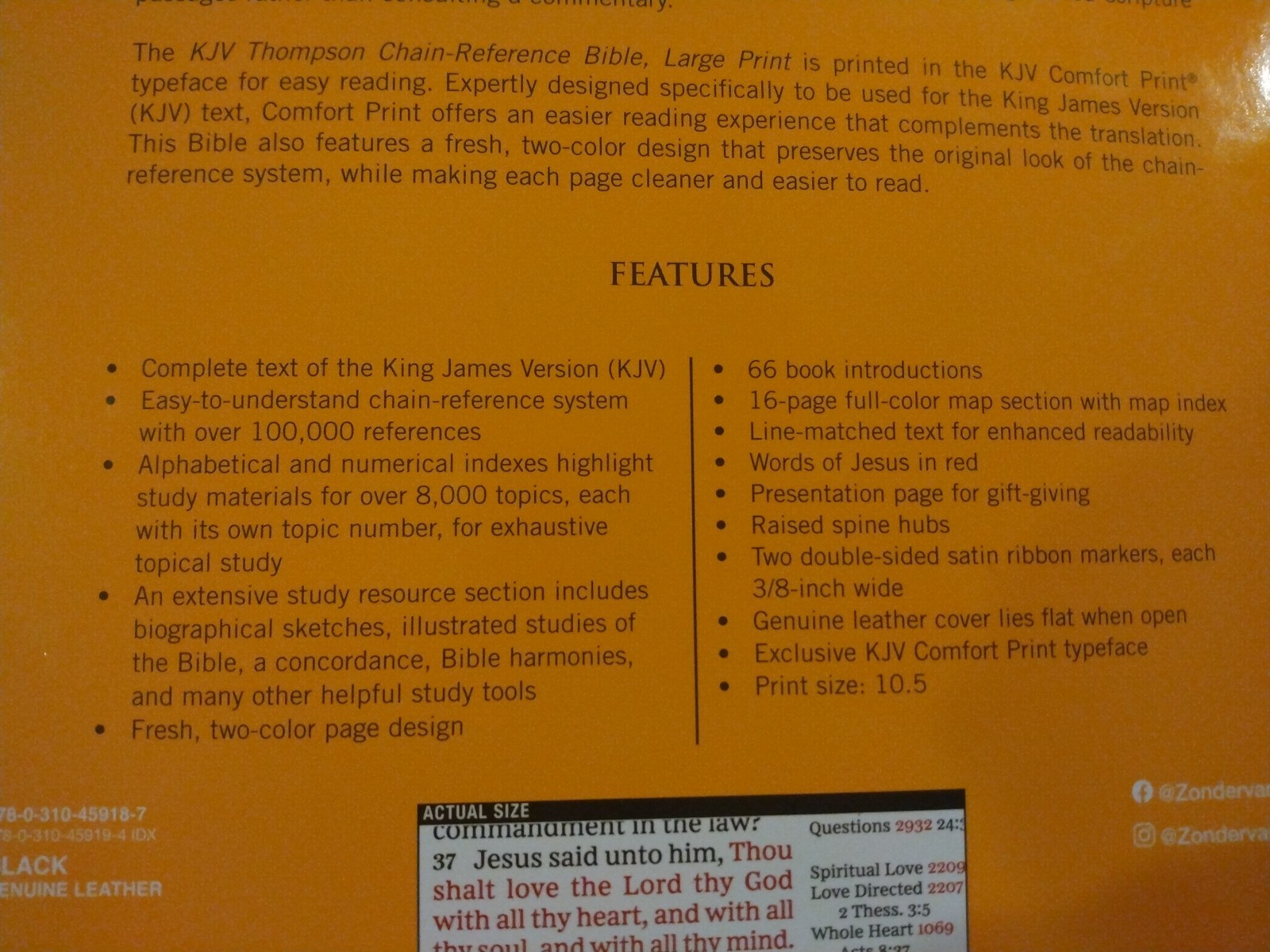 Kjv Thompson Chain-Reference Bible LARGE PRINT ~ Retail $189.99~ Cowhide Leather