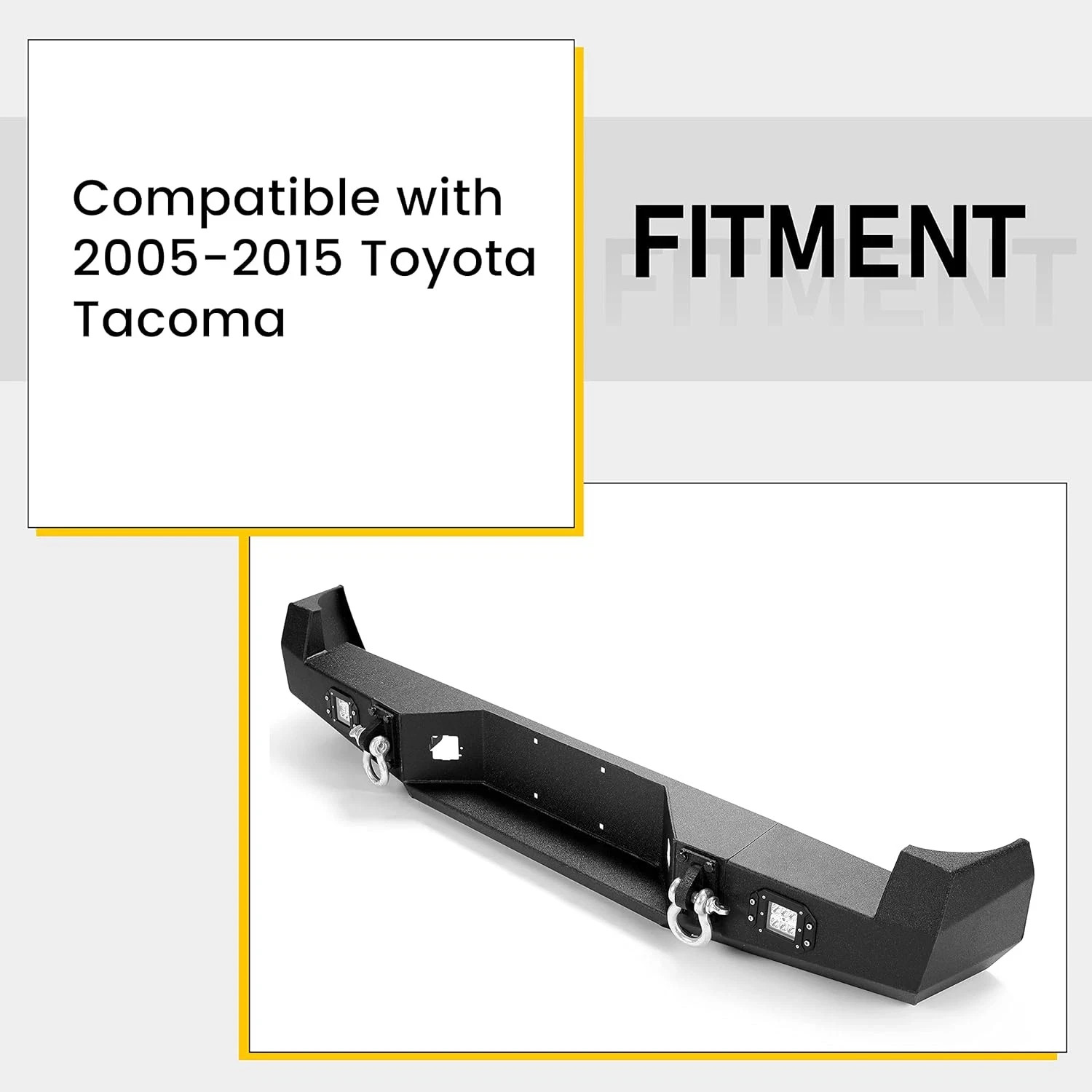 Rear Bumper Compatible with 2005-2015 Toyota Tacoma W/ 18W Led Lights License Pl