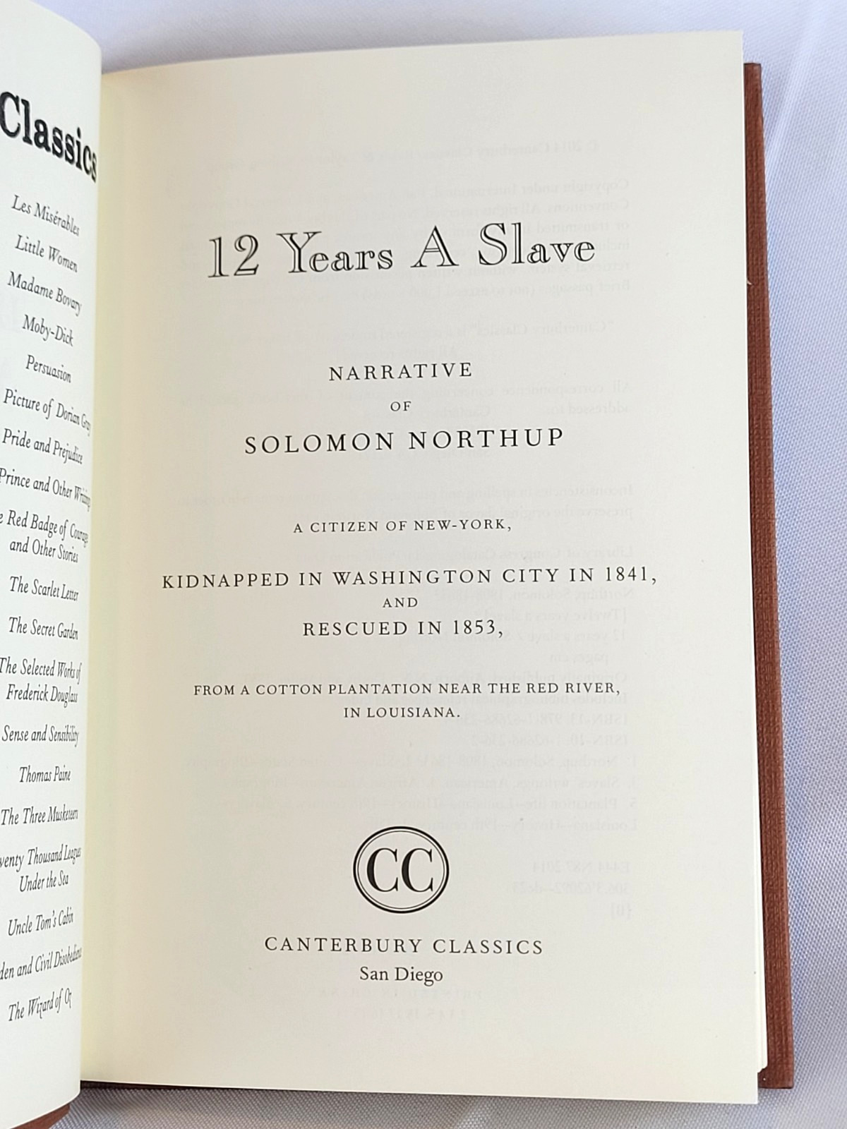 12 TWELVE YEARS A SLAVE by Solomon Northup Faux Leather Flexi Bound Classics NEW