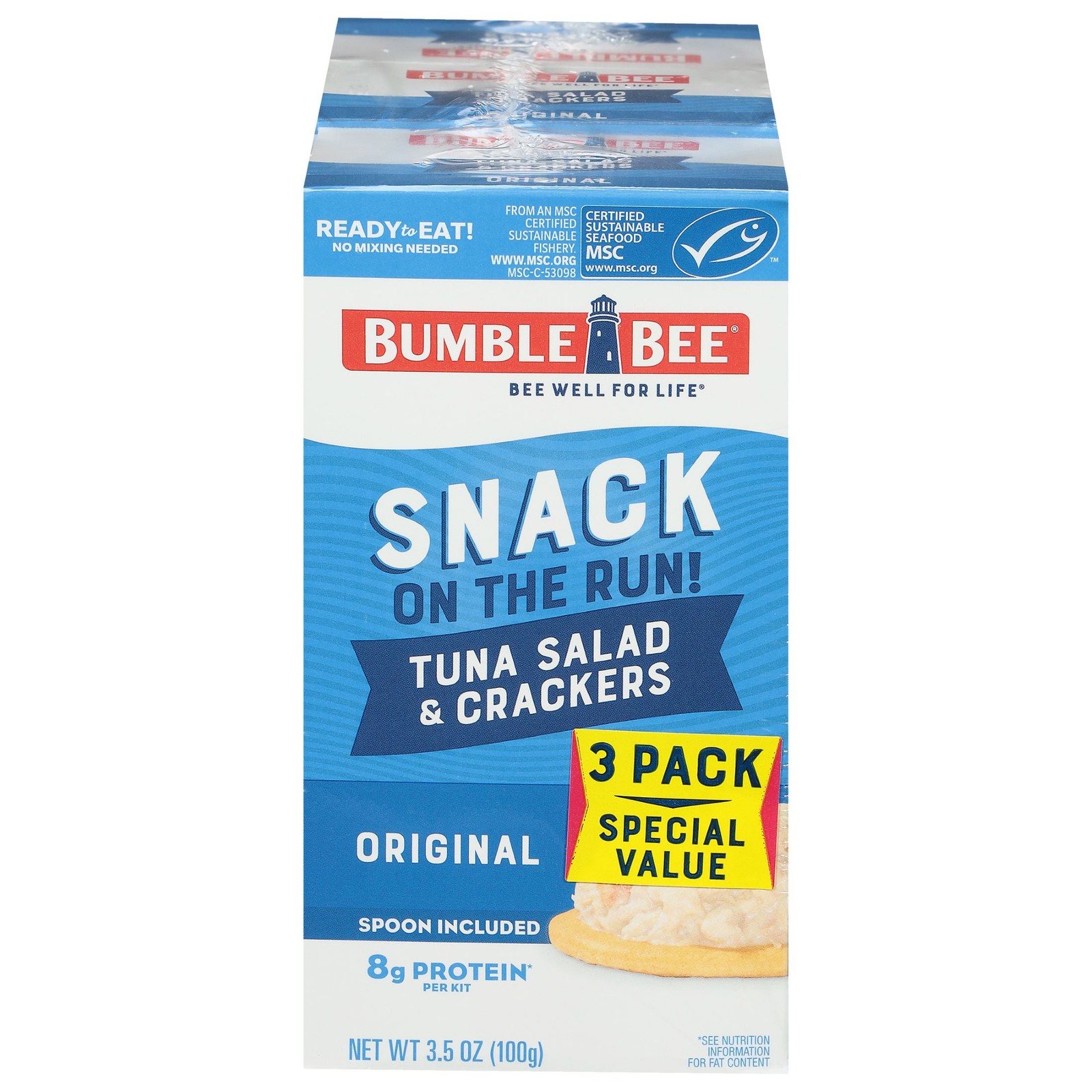 Tuna Salad with Crackers Kit, Ready to Eat, Shelf Stable Box, 3.5 oz (Pack of 3)