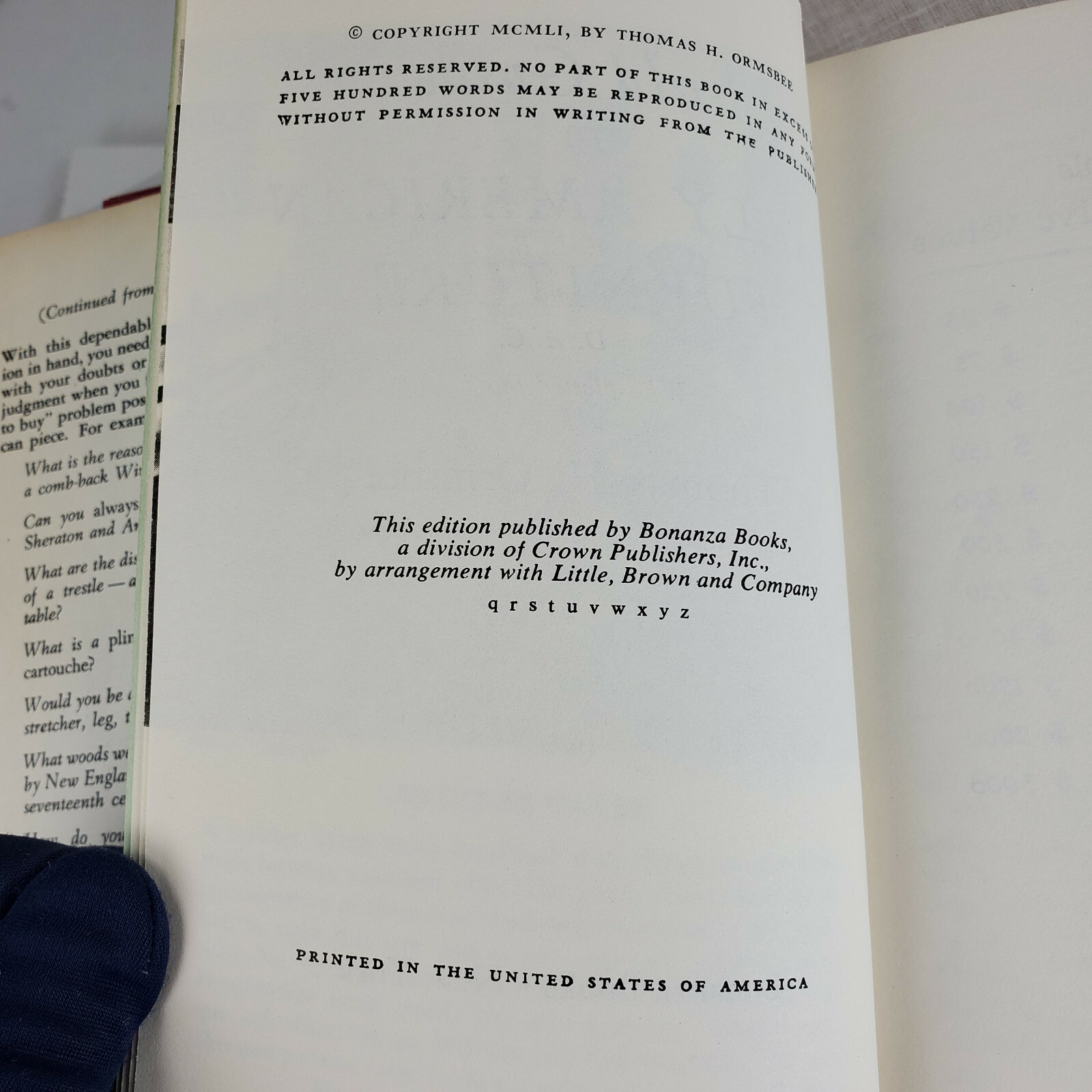 1951 Field Guide to Early American Furniture Thomas H. Ormsbee HB 464 pages