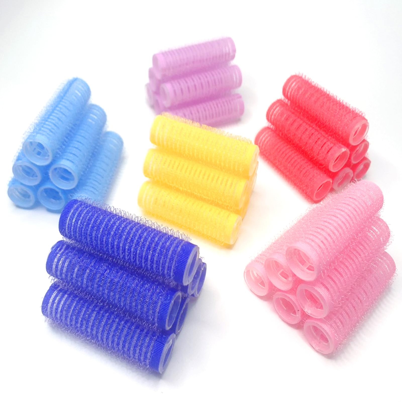 MOODKEY 24PCS Self Grip Small 0.8in Hair Curlers Set, Nylon 0.8 Inch, red