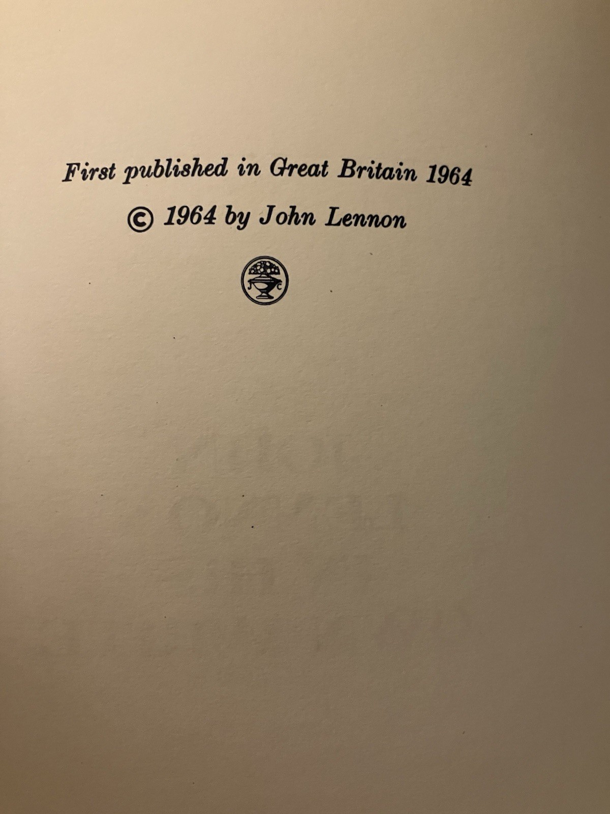 John Lennon In His Own Write Hardcover, Jonathan Cape 1964 Illustrated