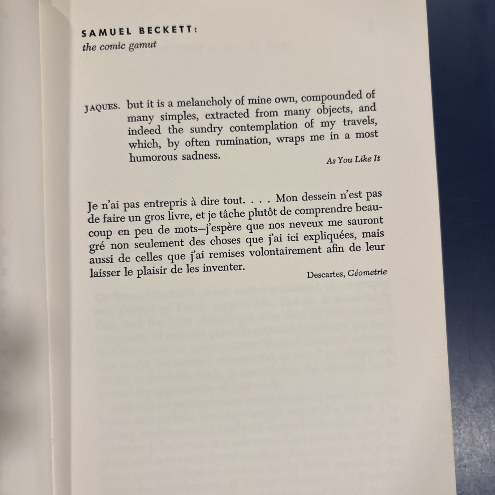 Samuel Bechett, The Comic Gamut, by Ruby Cohn, HC/DJ, 1962, 1st Edition