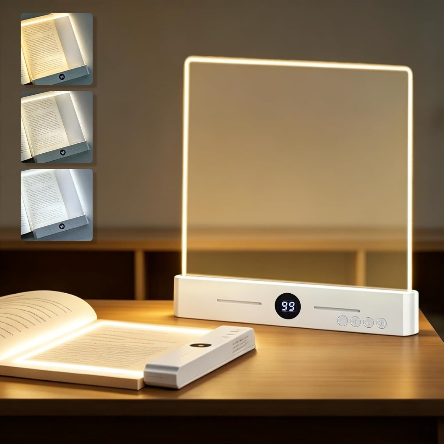LED Book Reading Light & Night Light 2-in-1, USB Rechargeable w/ 3 Color Modes