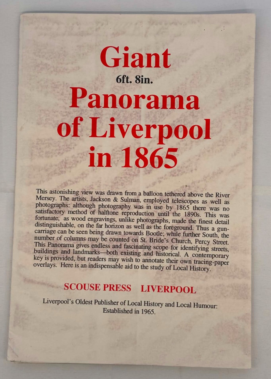 LIVERPOOL Giant 6ft 8in Panorama 1865 by Jackson Sulman Drawn – Balloon