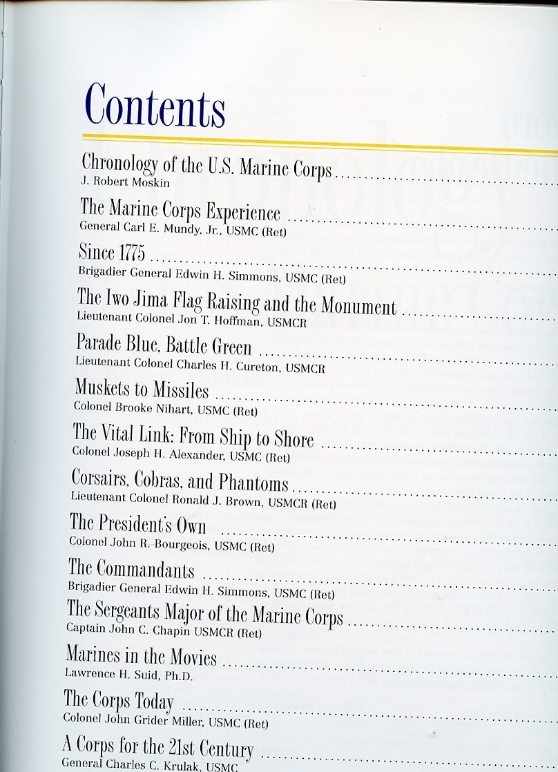 Military – The Marines Corps -Heritage Foundation HC Lg Book – 1998, Nice Cond