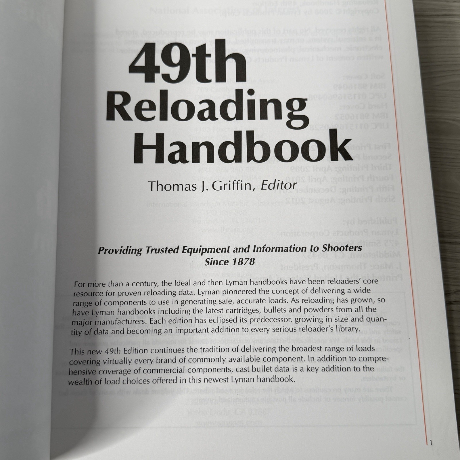 Lyman Reloading Handbook 49th Edition Cartridge Ammunition Guns PB 464 pages