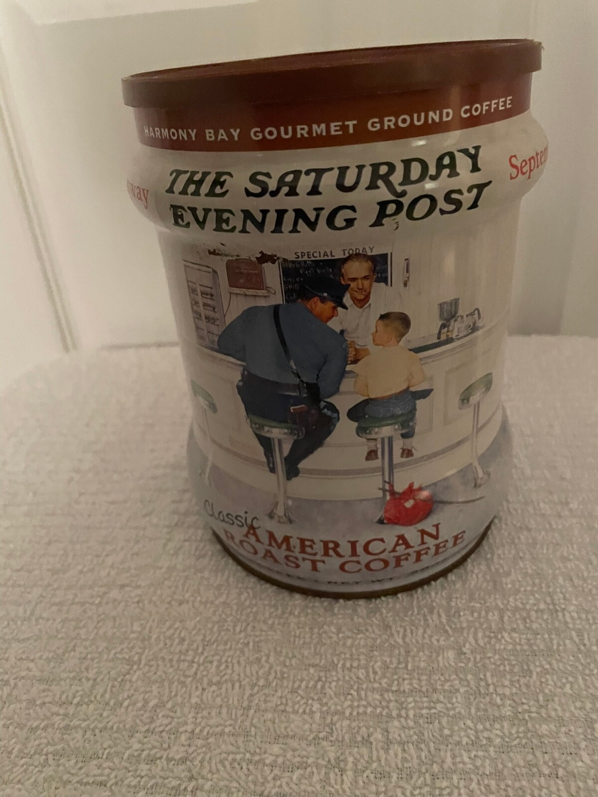 Harmony Bay Ground Coffee ~ The Saturday Evening Post 28oz Tin Can – $15.91