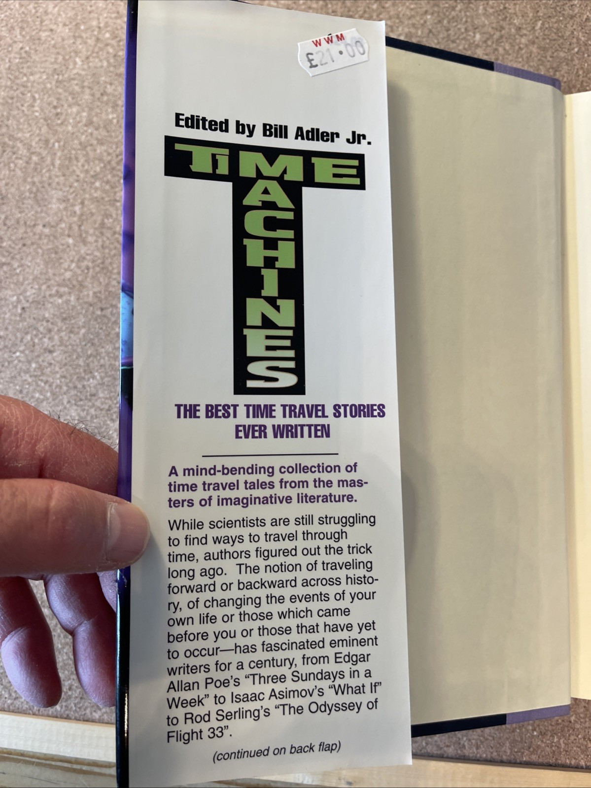 Time Machines : Best Time Travel Stories VGC US Hardback 1998 Editor Bill Adler