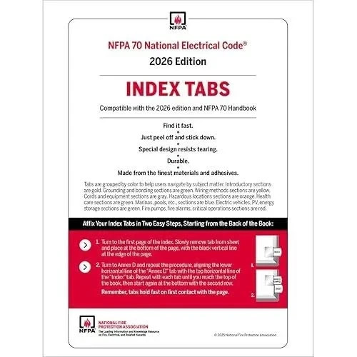 NFPA 70 National Electrical Code 2026+ index tab 26+ugly electrical 26 Spiral US