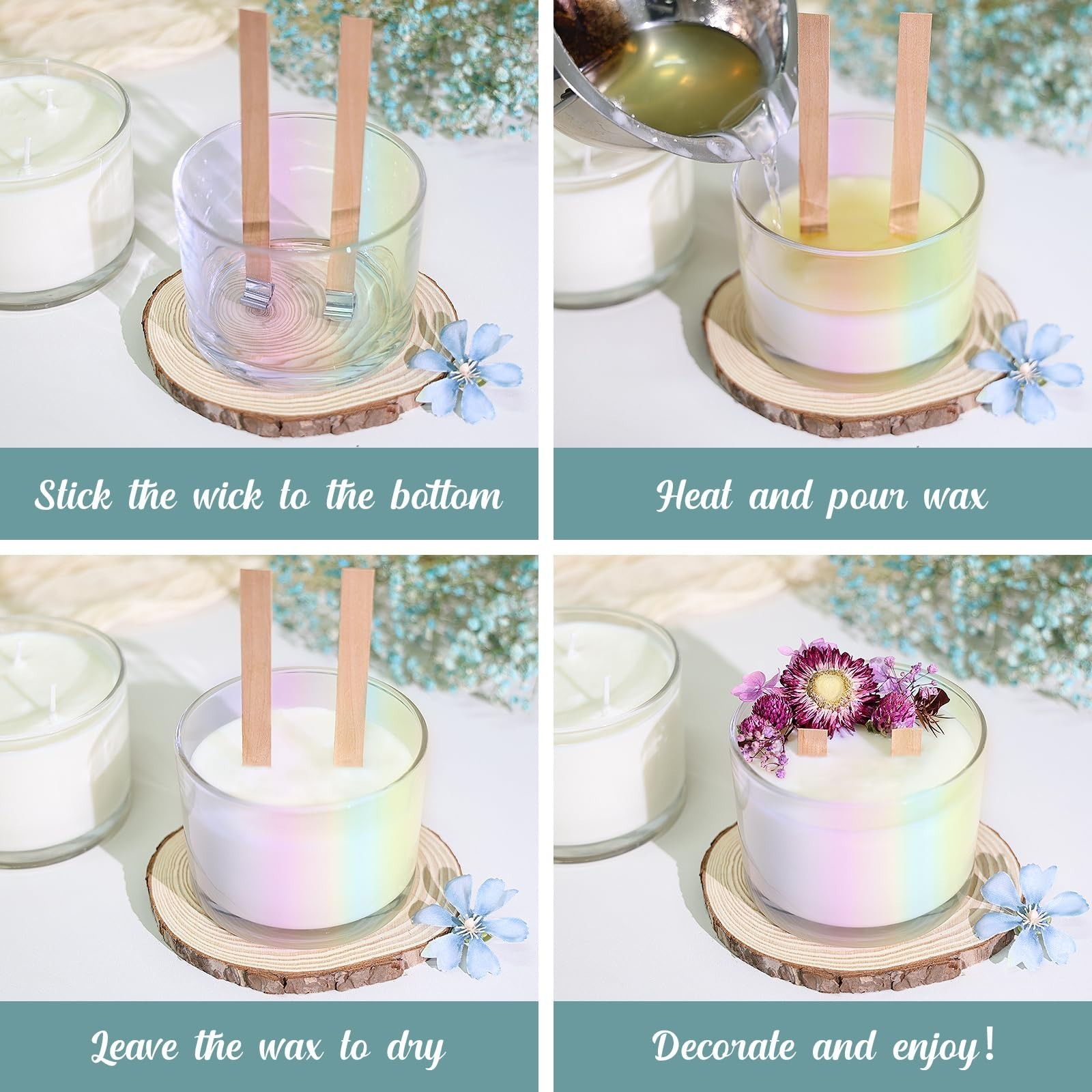 SUPMIND 16oz 3 Wick Candle Jars 6 Pack – Large Empty Iridescent Wide Mouth Gl…