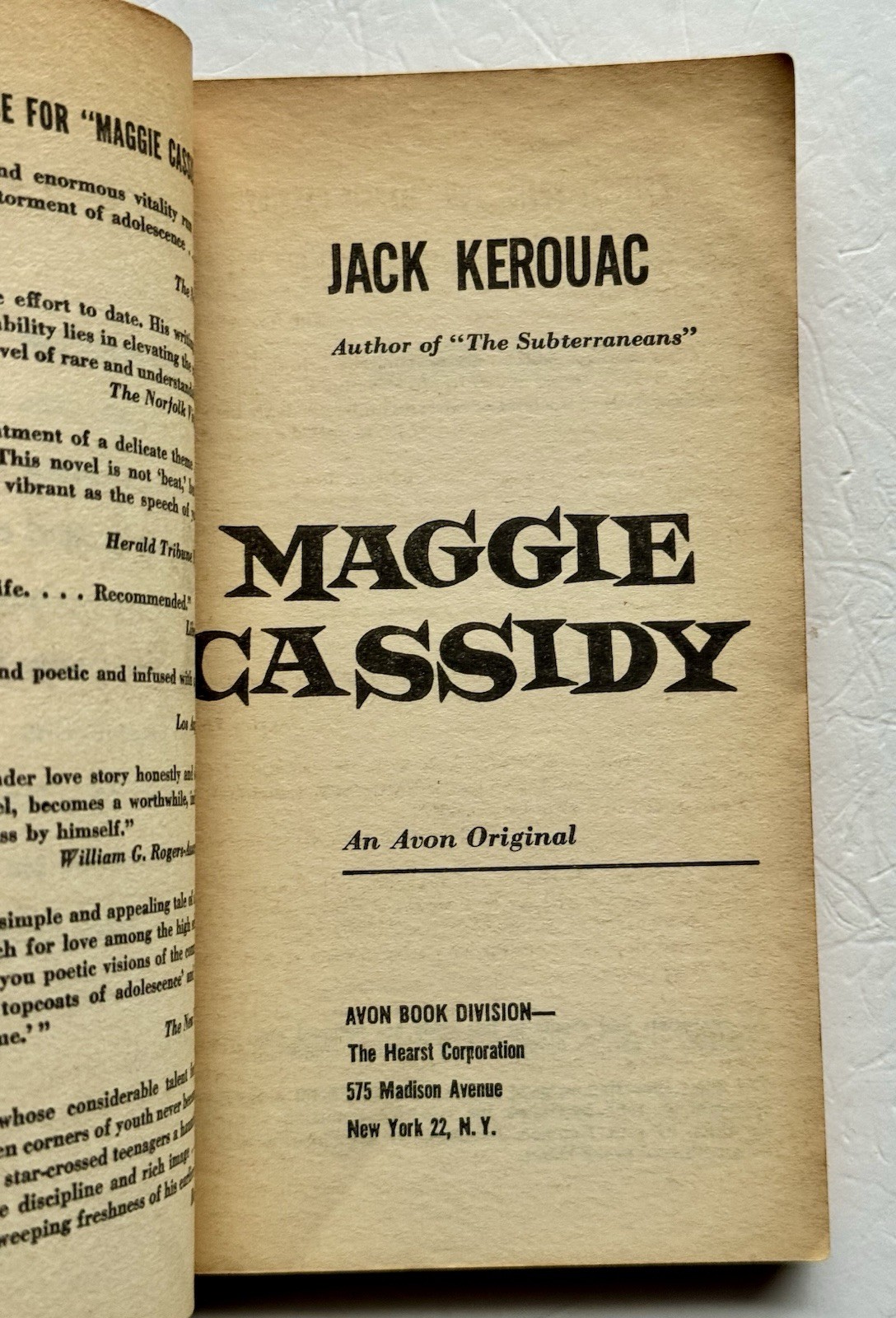 1st Edition 1st Print 1959 Jack Kerouac Maggie Cassidy PB Avon