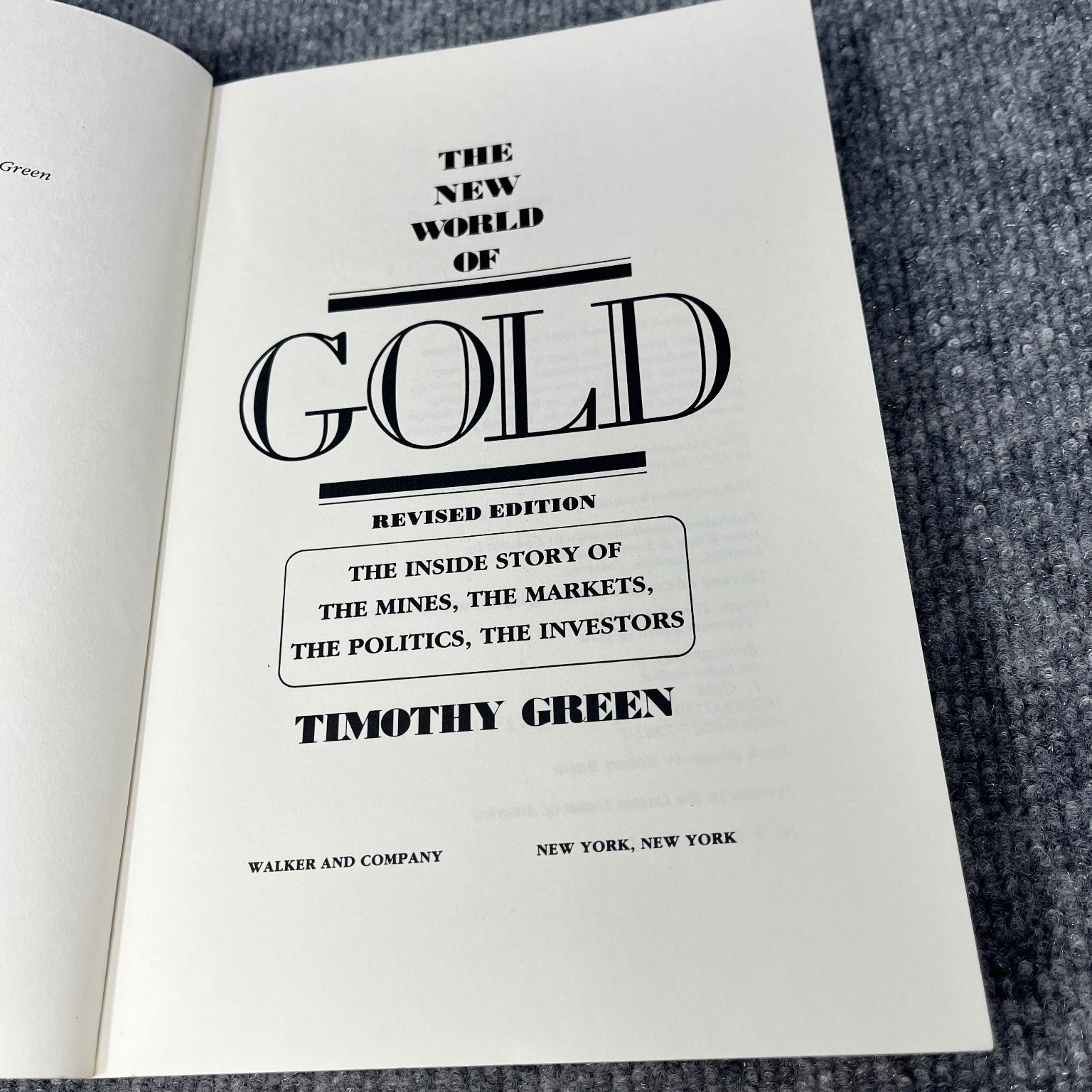 New World of GOLD Timothy Green 1984 Revised Edition Finance Walker Co.