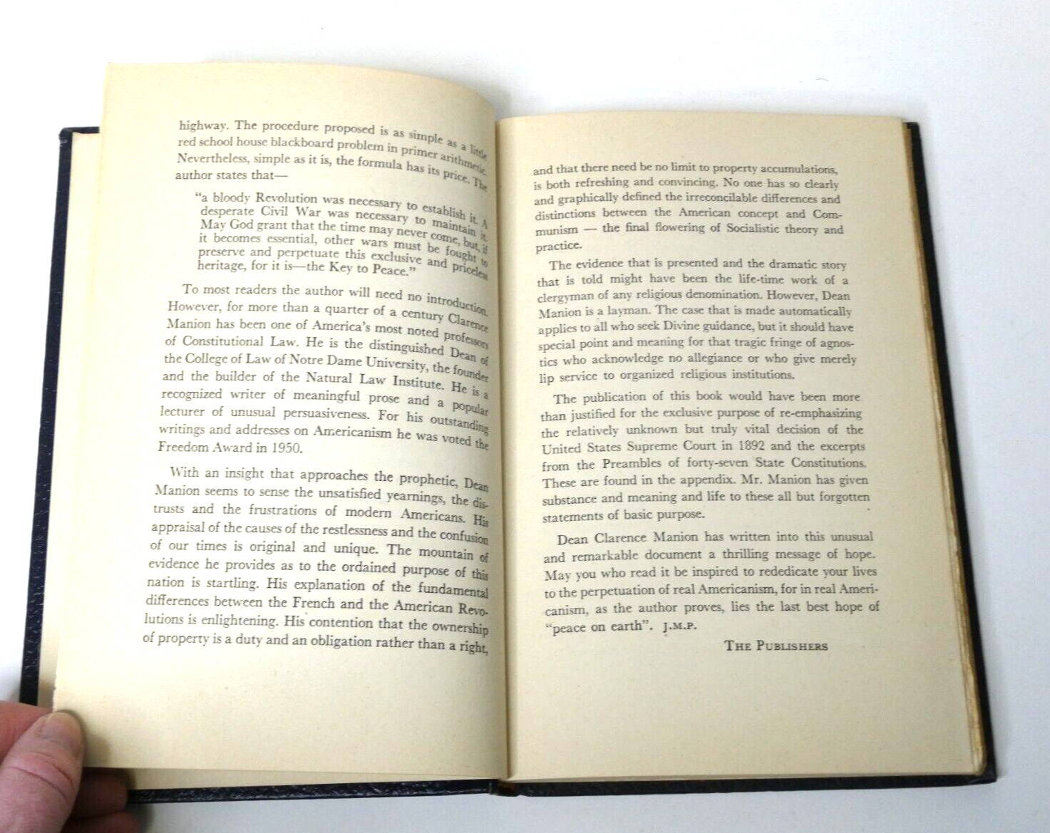 The Key to Peace by Clarence Manion (1951, HC) VTG Heritage Foundation Book