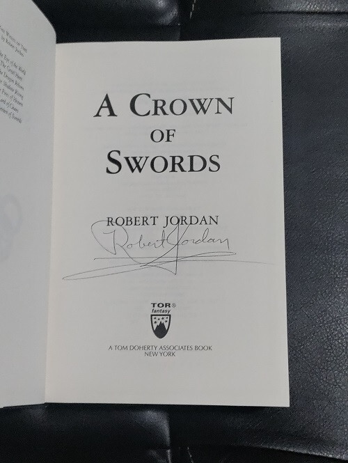 Signed Robert Jordan Crown of Swords Tor Hardcover Wheel of Time Near Fine