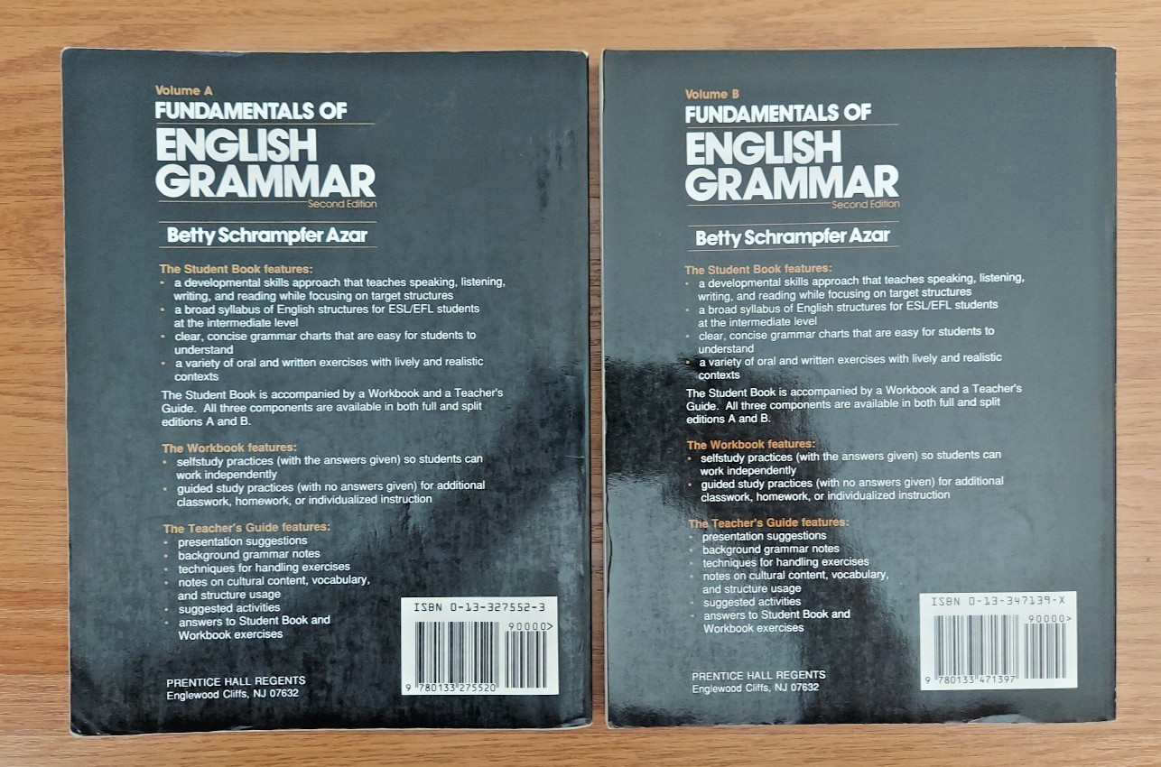 Fundamentals of English Grammar Volume A & Volume B Betty Schrampfer Azar Books