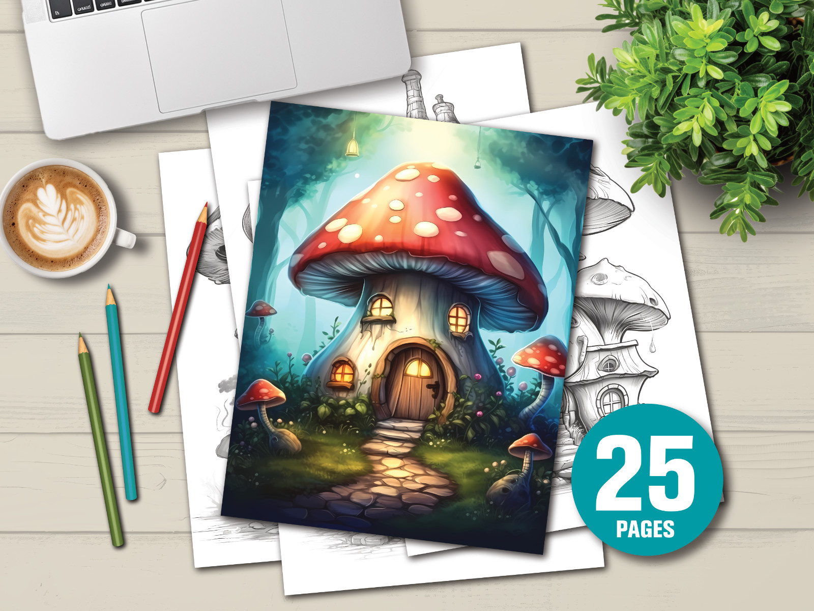 Adult Coloring Pages Bundle Fantasy Houses bundle 475 Pg Printable Pages