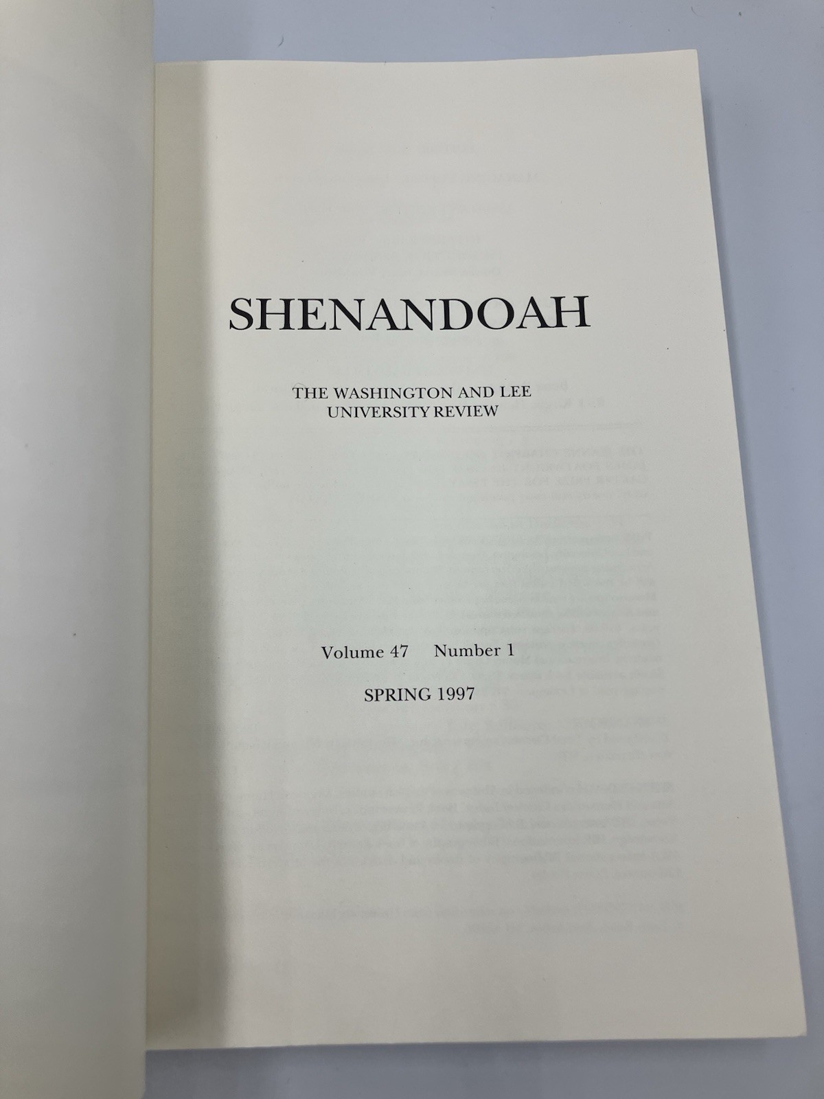 Shenandoah Washington and Lee University Reviews Vintage Spring and Summer 1997