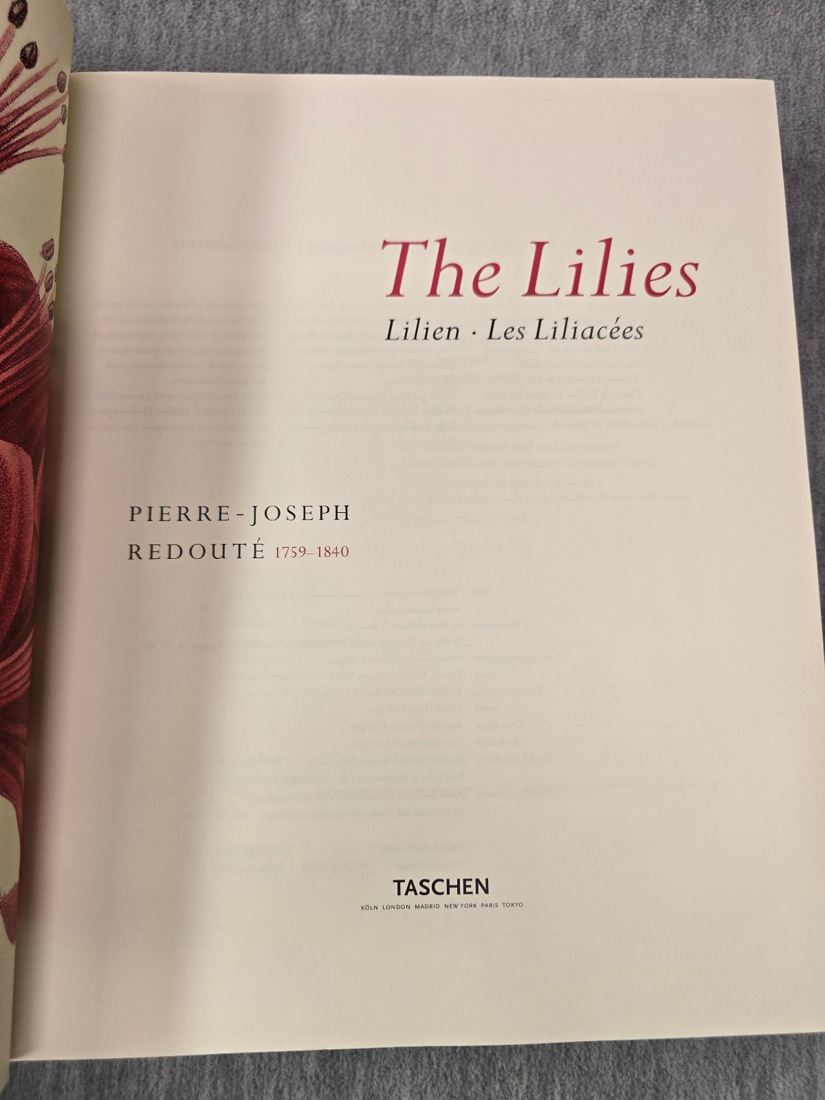 The Lilies Pierre-Joseph Redoute Hardcover Book