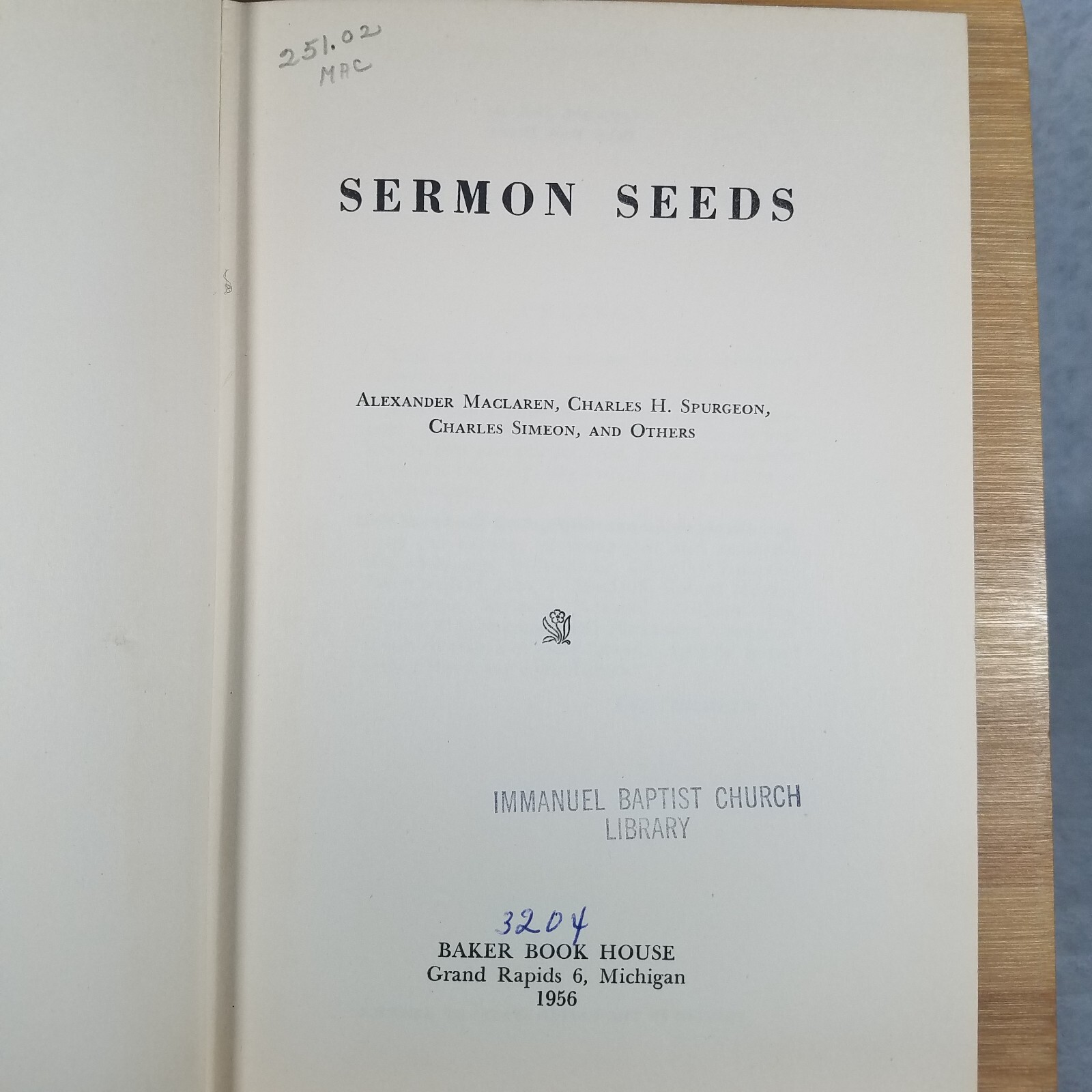 Sermon Seeds: Vol 10 in Minister’s Handbook Series – 1956 Hardcover