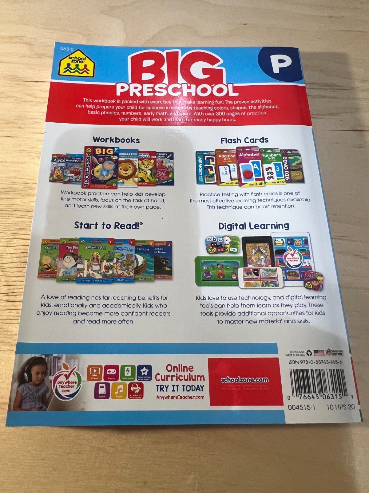 School Zone Big Preschool Workbook: 320 Pages, Toddler, Pre-K, ABCs, Alphabet, B