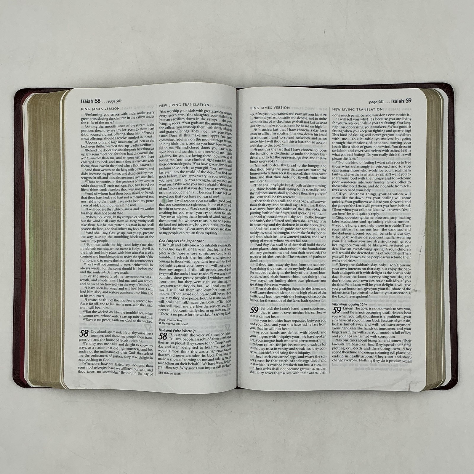 Holy Bible TBN Parallel Edition King James NLT Tyndale HC Burgundy 1997 USA