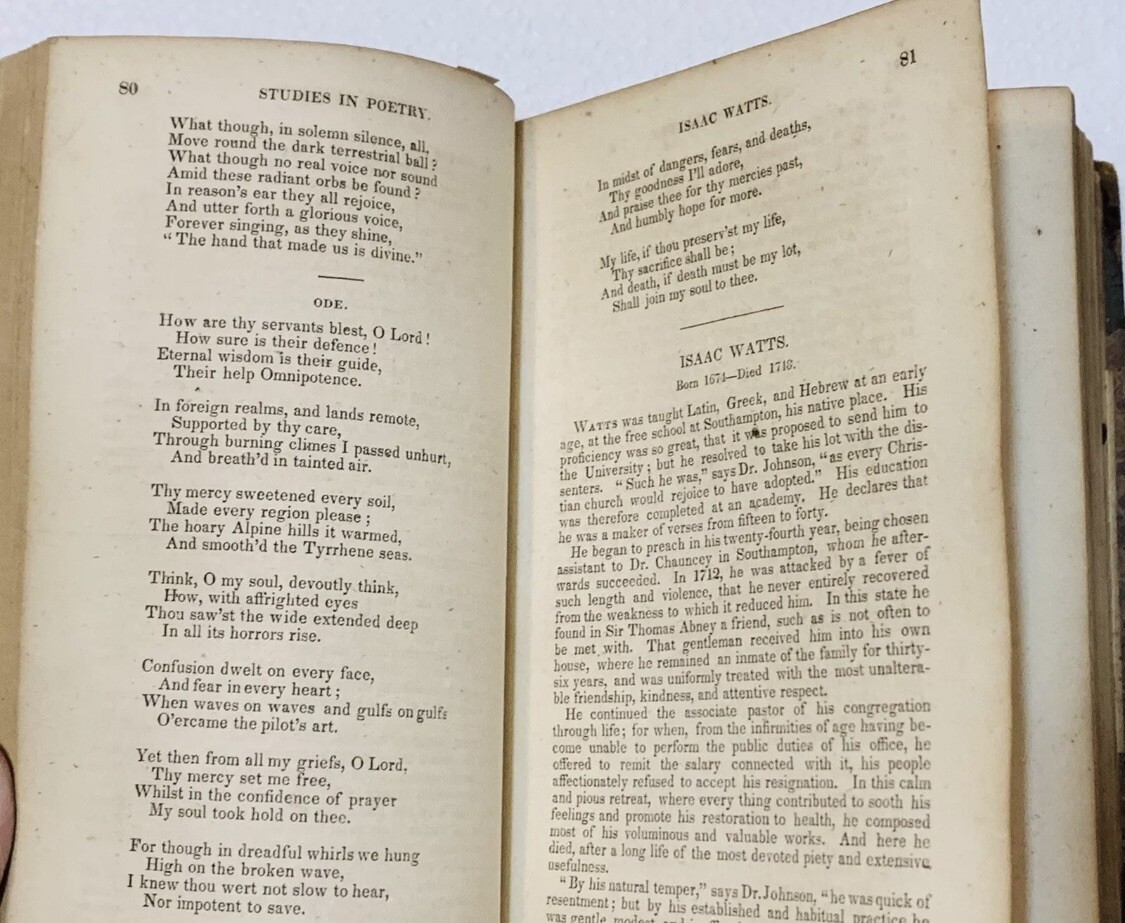 Antique 1800’s Studies in Poetry by George Crabbe 480 pages