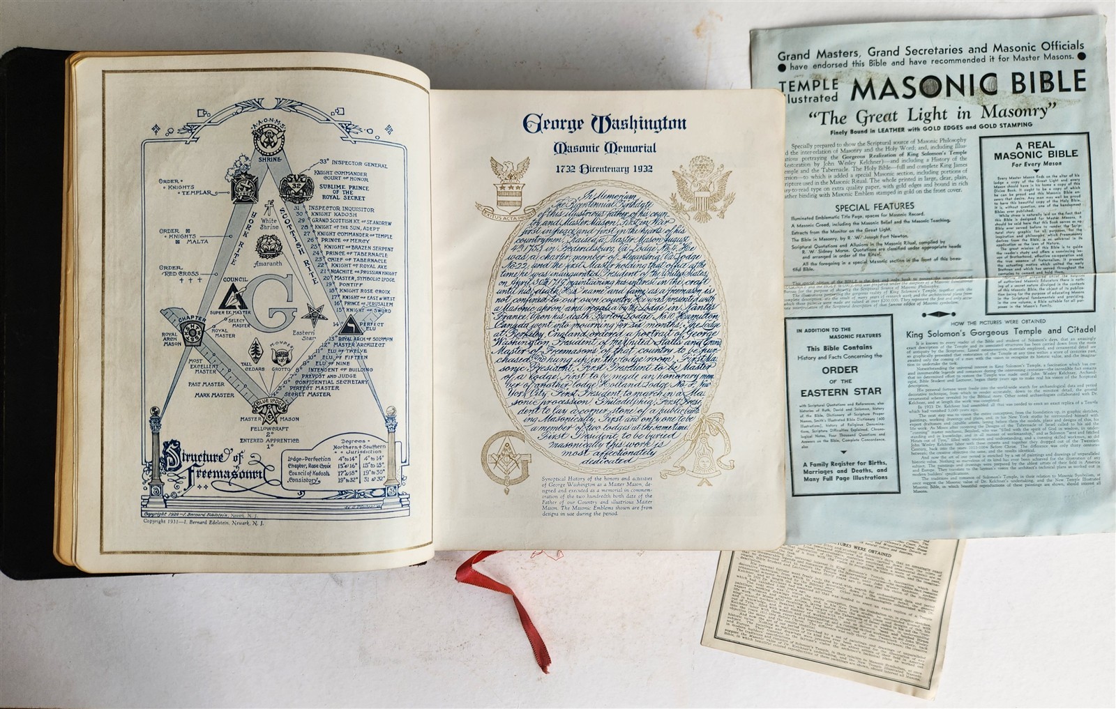 1931 BIBLE MASONIC ILLUSTRATED FOLIO antique printed in PHILADELPHIA AMERICANA