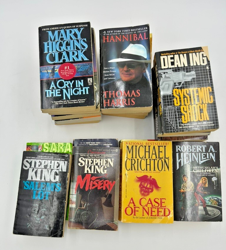 Lot of 10 Random Mystery Thriller Suspense Books – Paperback Fiction Mix