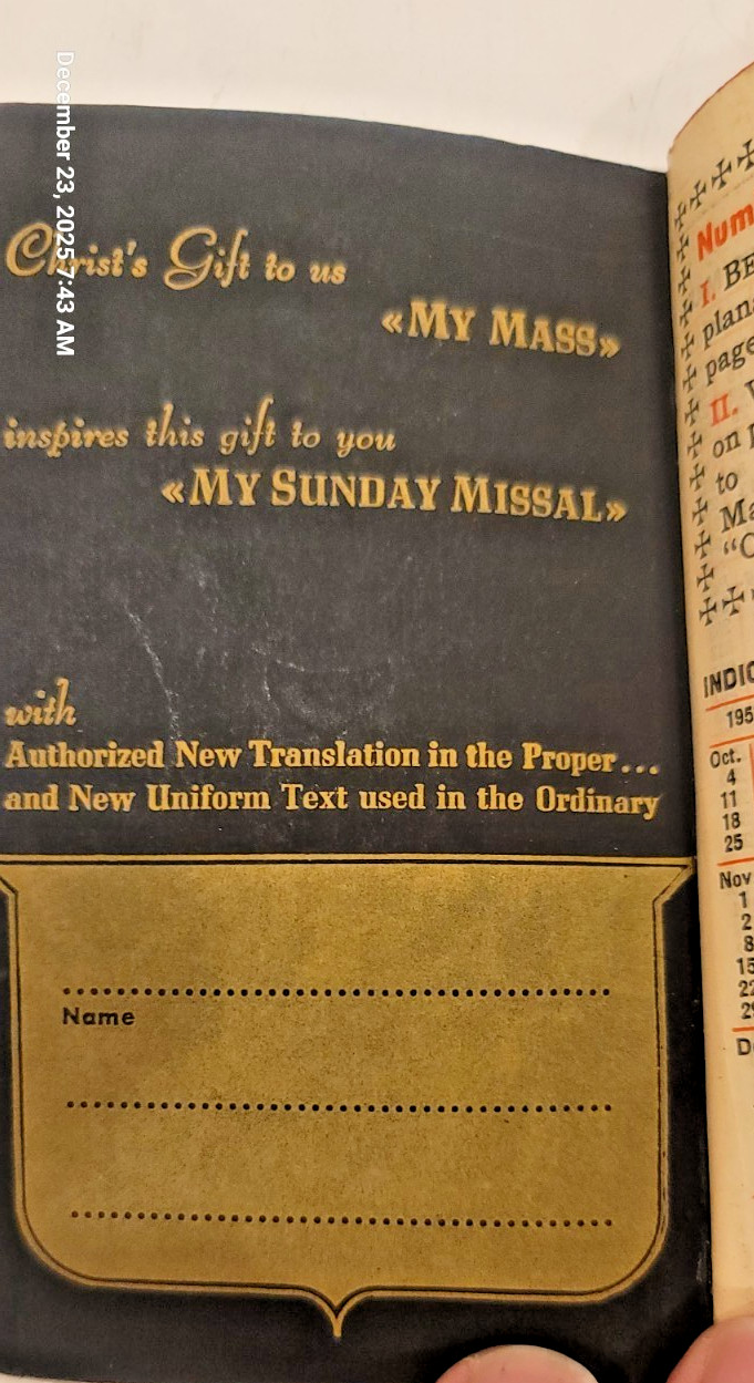 My Sunday Missal 352 Pages Explained by Father Stedman Paperback 1941