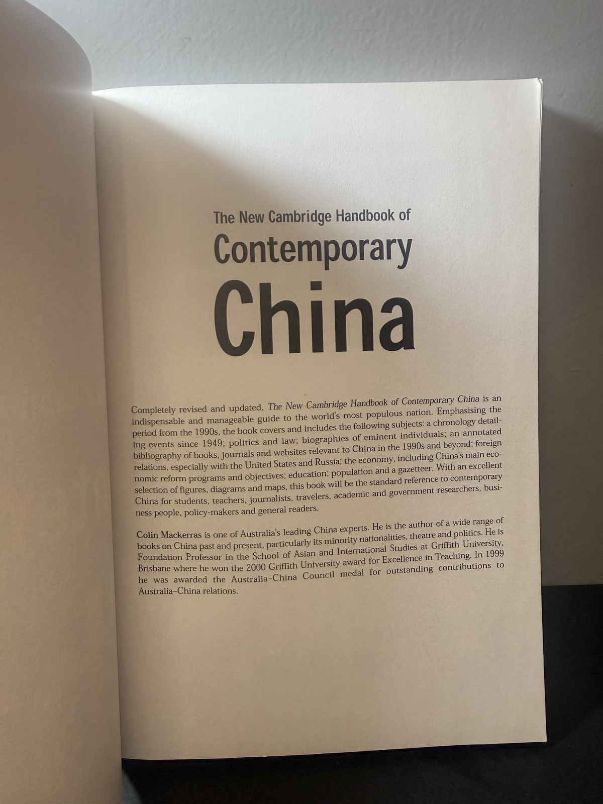 The New Cambridge Handbook of Contemporary China Colin Mackerras 2001 Paperback
