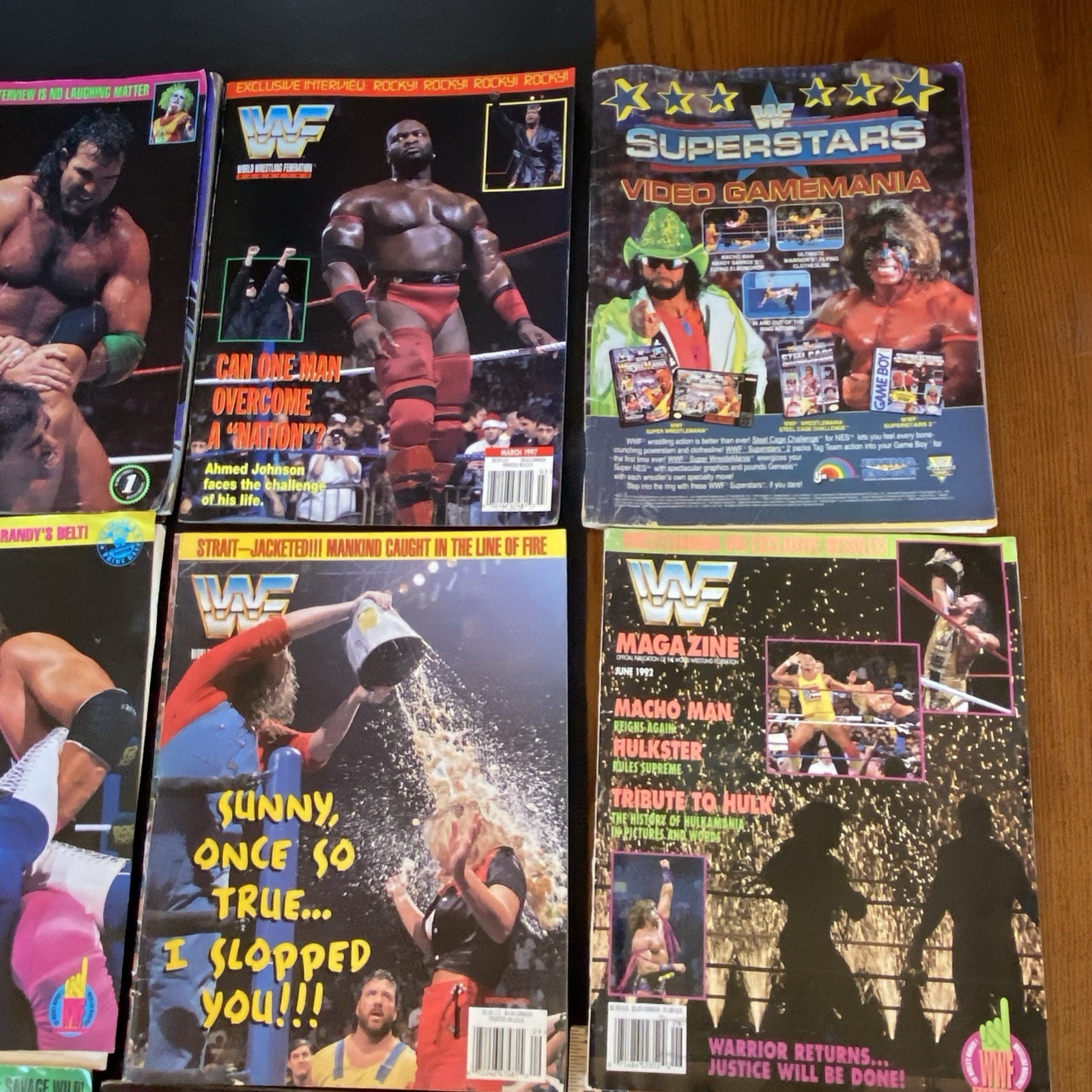 Lot 22 WWE “RAW” Magazine Collection 1992 1993 1996 1997 1998 Foley Card Sheets