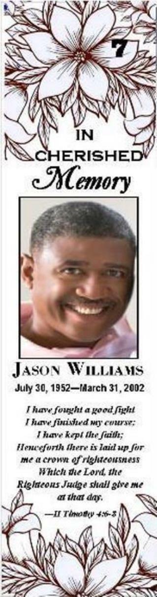 (5) PERSONALIZED LAMINATED MEMORIAL FUNERAL BOOKMARKS -8.25 X 2.1 in.