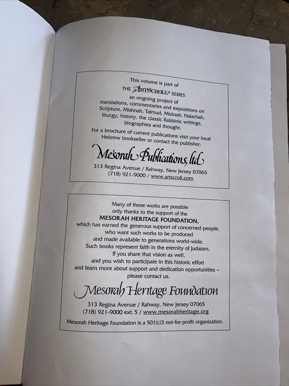Mesorah Heritage Foundation, Like New Just Little Damage Front Cover See Pics