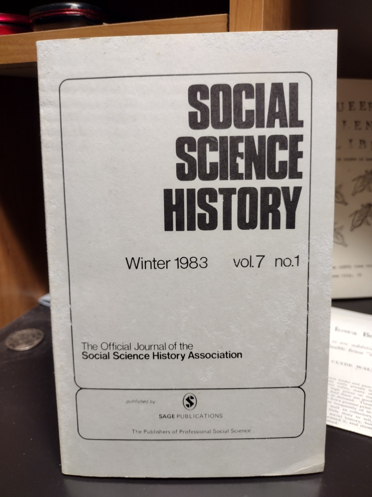 Social Science History Winter 1983 Vol 7 No 1 Sage Publications 120 Pages