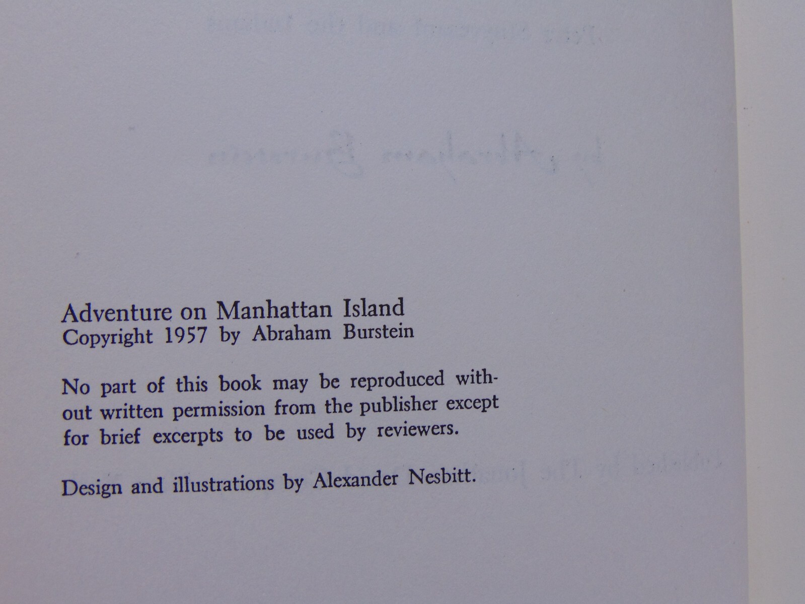 Adventure On Manhattan Island by Abraham Burstein (1957, Hardcover) Ex-Library