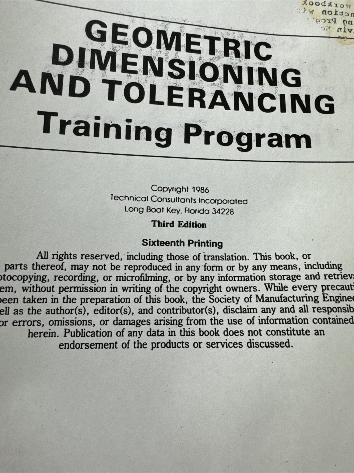 Geometric Dimensioning And Tolerancing Training Program Book Al Neuman 1986 Read