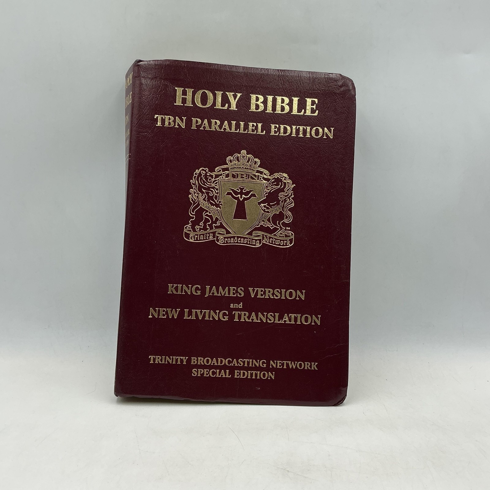 Holy Bible TBN Parallel Edition King James NLT Tyndale HC Burgundy 1997 USA